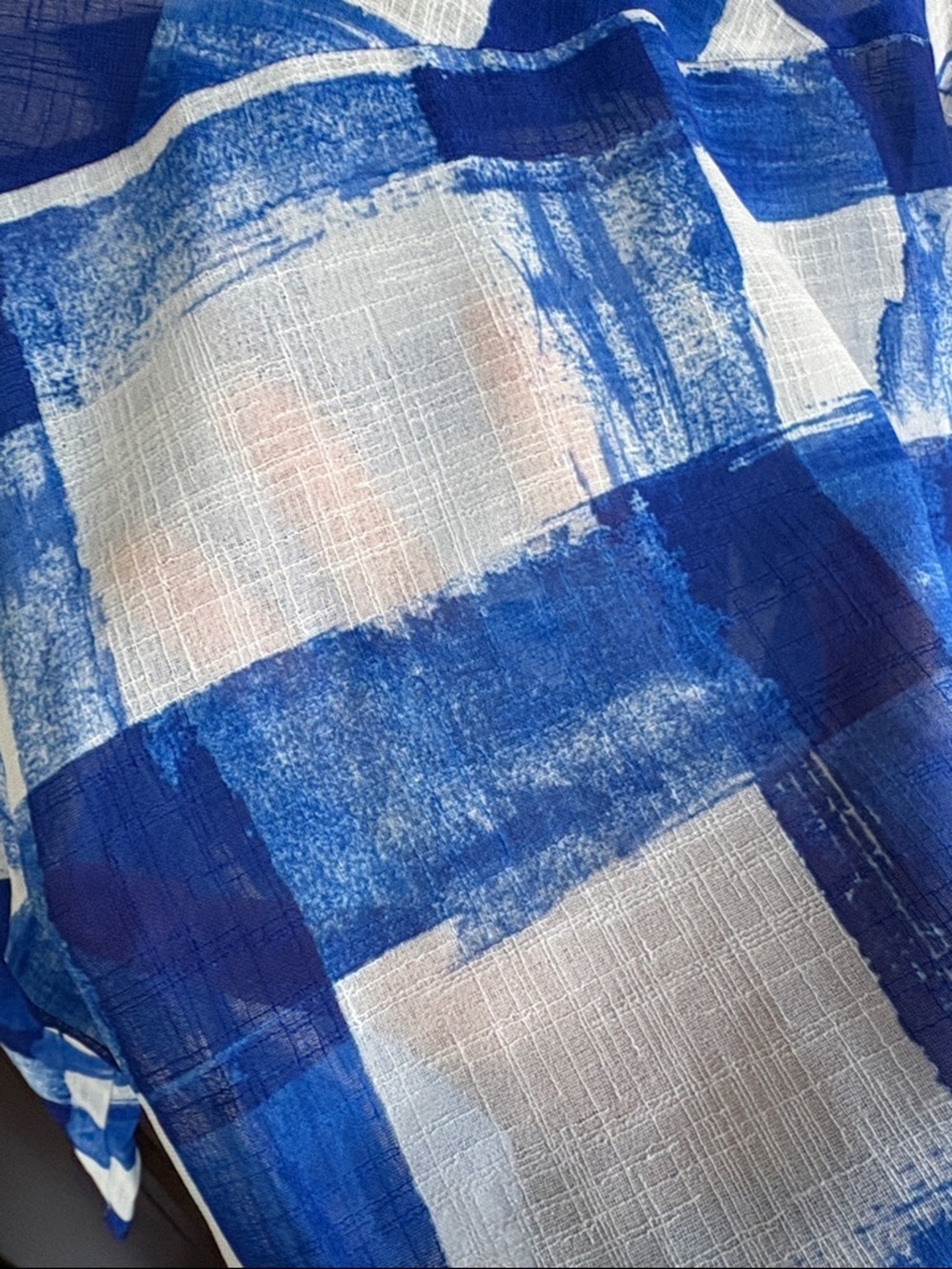 Like New DAMEE BLUE white Plaid Button Front A Line Top Size 1X - Picture 8 of 8